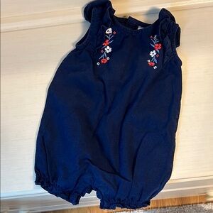 Carter's Navy Romper with Red and White Floral Design